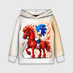 Толстовка-худи детская Соник верхом на коне, цвет: 3D-белый