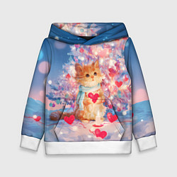 Детская толстовка Милый котенок и новогодняя елка