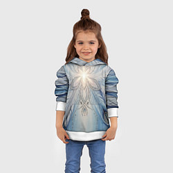 Толстовка-худи детская Ледяной перьевой орнамент со светом, цвет: 3D-белый — фото 2