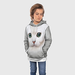 Толстовка-худи детская Белый котик, цвет: 3D-белый — фото 2