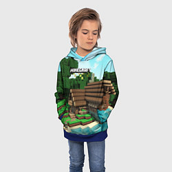 Толстовка-худи детская Minecraft House, цвет: 3D-синий — фото 2