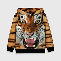 Толстовка-худи детская Взгляд тигра, цвет: 3D-черный