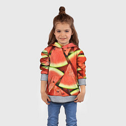 Толстовка-худи детская Дольки арбуза, цвет: 3D-меланж — фото 2