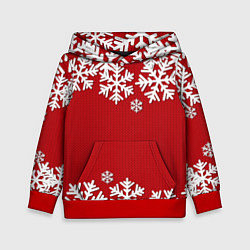Толстовка-худи детская Снежинки, цвет: 3D-красный