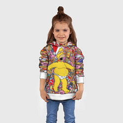 Толстовка-худи детская Обжора Гомер, цвет: 3D-белый — фото 2