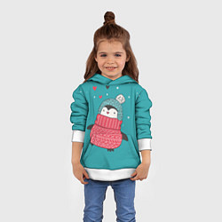 Толстовка-худи детская Пингвинчик, цвет: 3D-белый — фото 2