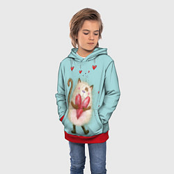 Толстовка-худи детская Котик, цвет: 3D-красный — фото 2