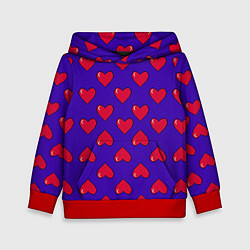 Толстовка-худи детская Hearts Pattern, цвет: 3D-красный