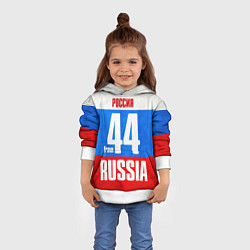 Толстовка-худи детская Russia: from 44, цвет: 3D-белый — фото 2