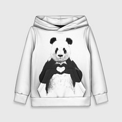Толстовка-худи детская Panda Love, цвет: 3D-белый