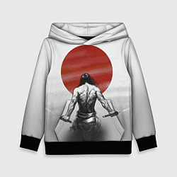 Толстовка-худи детская Ярость самурая, цвет: 3D-черный