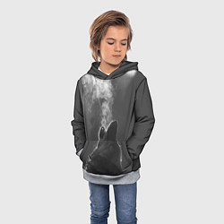 Толстовка-худи детская Воющий волк, цвет: 3D-меланж — фото 2