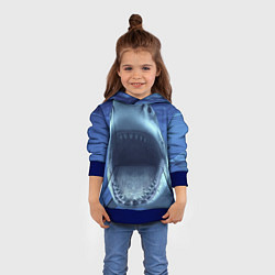 Толстовка-худи детская Белая акула, цвет: 3D-синий — фото 2