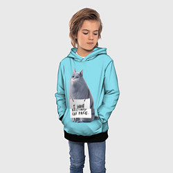 Толстовка-худи детская I have resing cat face, цвет: 3D-черный — фото 2