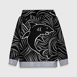 Толстовка-худи детская Акула в в морской пучине, цвет: 3D-меланж