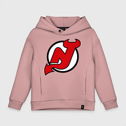 Толстовка оверсайз детская New Jersey Devils, цвет: пыльно-розовый