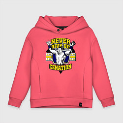 Толстовка оверсайз детская Never Give Up: Cenation, цвет: коралловый