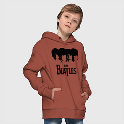 Толстовка оверсайз детская The Beatles: Faces, цвет: кирпичный — фото 2