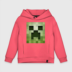 Толстовка оверсайз детская Мinecraft creeper, цвет: коралловый