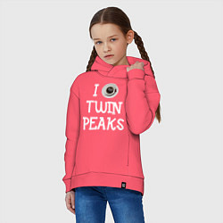 Толстовка оверсайз детская I love Twin Peaks, цвет: коралловый — фото 2