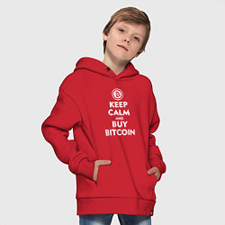 Толстовка оверсайз детская Keep Calm & Buy Bitcoin, цвет: красный — фото 2