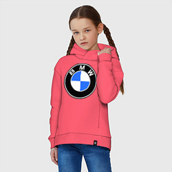 Толстовка оверсайз детская Logo BMW, цвет: коралловый — фото 2