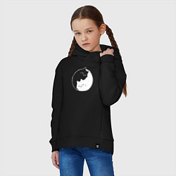 Толстовка оверсайз детская Котики Инь Янь, цвет: черный — фото 2