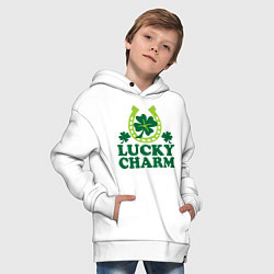 Толстовка оверсайз детская Lucky charm - подкова, цвет: белый — фото 2