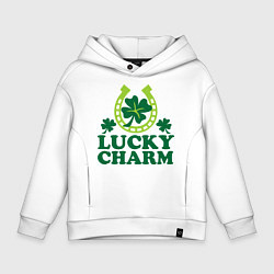 Толстовка оверсайз детская Lucky charm - подкова, цвет: белый