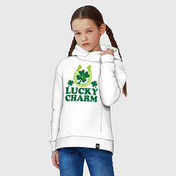 Толстовка оверсайз детская Lucky charm - подкова, цвет: белый — фото 2