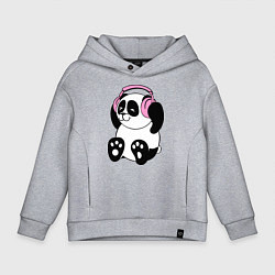 Толстовка оверсайз детская Panda in headphones панда в наушниках, цвет: меланж