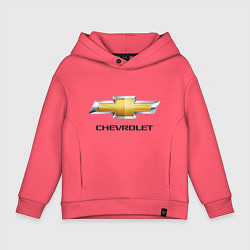 Толстовка оверсайз детская Chevrolet логотип, цвет: коралловый