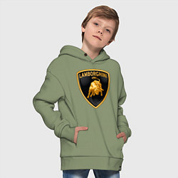 Толстовка оверсайз детская Lamborghini logo, цвет: авокадо — фото 2