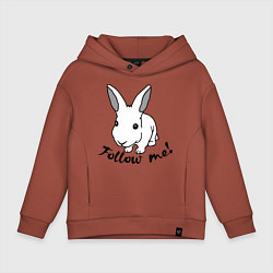Толстовка оверсайз детская Rabbit: follow me, цвет: кирпичный