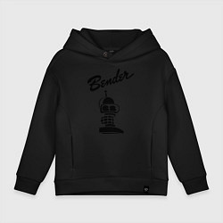 Толстовка оверсайз детская Bender monochrome, цвет: черный