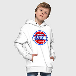 Толстовка оверсайз детская Detroit Pistons - logo, цвет: белый — фото 2