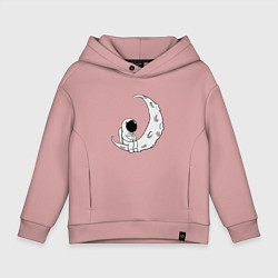 Толстовка оверсайз детская Космонавт на Луне, цвет: пыльно-розовый