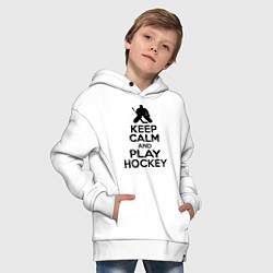 Толстовка оверсайз детская Keep Calm & Play Hockey, цвет: белый — фото 2