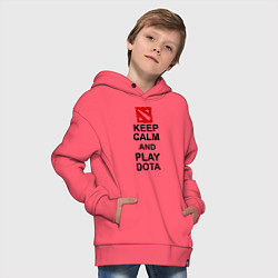 Толстовка оверсайз детская Keep Calm & Play Dota, цвет: коралловый — фото 2