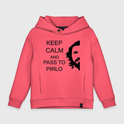 Толстовка оверсайз детская Keep Calm & Pass To Pirlo, цвет: коралловый