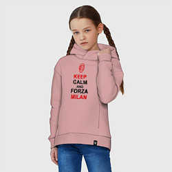Толстовка оверсайз детская Keep Calm & Forza Milan, цвет: пыльно-розовый — фото 2