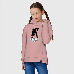 Толстовка оверсайз детская Russian Black Hockey, цвет: пыльно-розовый — фото 2