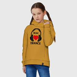 Толстовка оверсайз детская Trance Music is Love, цвет: горчичный — фото 2