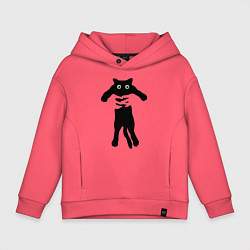 Толстовка оверсайз детская Черный кот в руках, цвет: коралловый