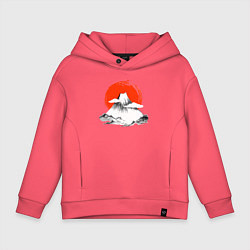 Толстовка оверсайз детская Гора Фудзияма, цвет: коралловый