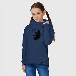 Толстовка оверсайз детская Инь-Янь Коты, цвет: тёмно-синий — фото 2