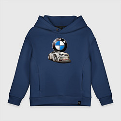 Толстовка оверсайз детская BMW оскал, цвет: тёмно-синий
