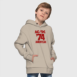 Толстовка оверсайз детская ACDC 74 jailbreak, цвет: миндальный — фото 2