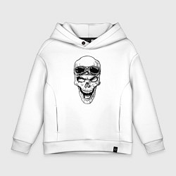 Толстовка оверсайз детская Skull and glasses, цвет: белый