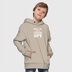 Толстовка оверсайз детская Trust me im a RUSSIAN SPY, цвет: миндальный — фото 2
